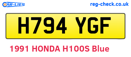 H794YGF are the vehicle registration plates.