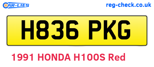 H836PKG are the vehicle registration plates.