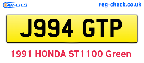 J994GTP are the vehicle registration plates.