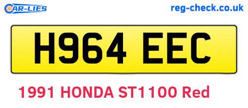 H964EEC are the vehicle registration plates.