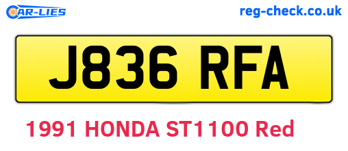 J836RFA are the vehicle registration plates.