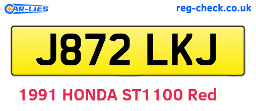 J872LKJ are the vehicle registration plates.