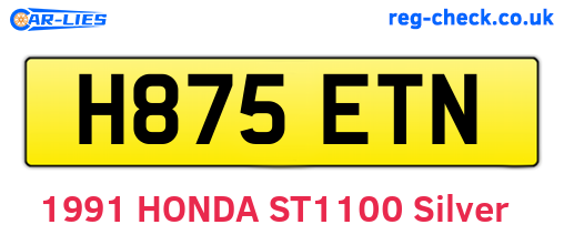H875ETN are the vehicle registration plates.