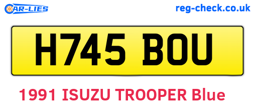 H745BOU are the vehicle registration plates.