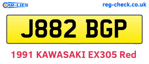 J882BGP are the vehicle registration plates.