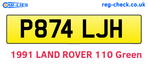 P874LJH are the vehicle registration plates.