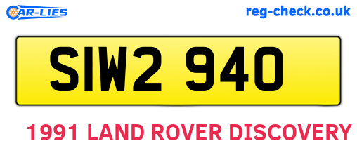 SIW2940 are the vehicle registration plates.