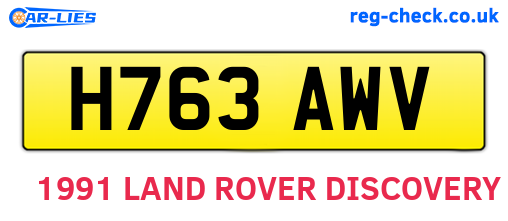 H763AWV are the vehicle registration plates.
