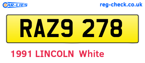 RAZ9278 are the vehicle registration plates.