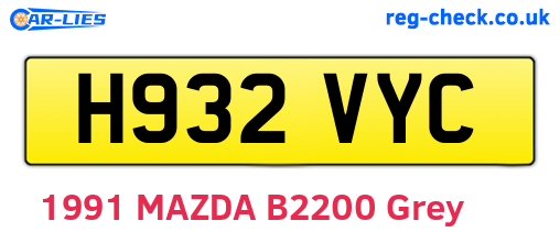 H932VYC are the vehicle registration plates.