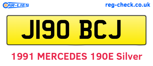 J190BCJ are the vehicle registration plates.