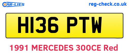 H136PTW are the vehicle registration plates.