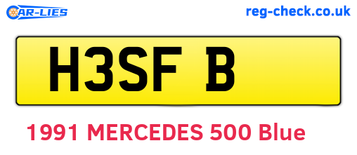 H3SFB are the vehicle registration plates.