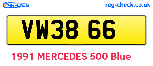 VW3866 are the vehicle registration plates.