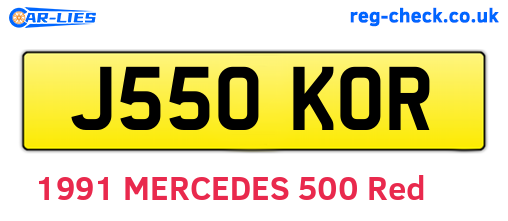 J550KOR are the vehicle registration plates.