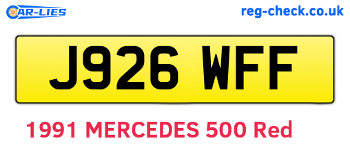 J926WFF are the vehicle registration plates.