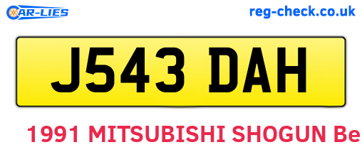 J543DAH are the vehicle registration plates.