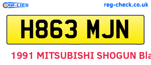 H863MJN are the vehicle registration plates.