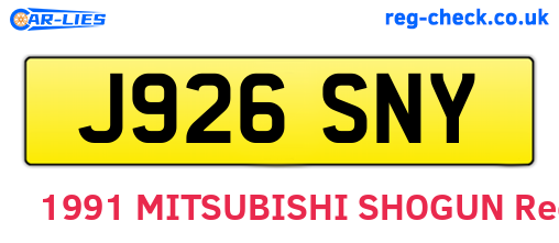 J926SNY are the vehicle registration plates.