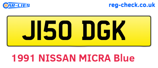 J150DGK are the vehicle registration plates.
