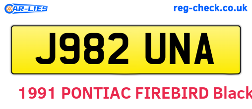 J982UNA are the vehicle registration plates.