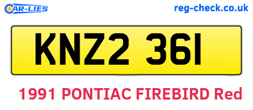 KNZ2361 are the vehicle registration plates.