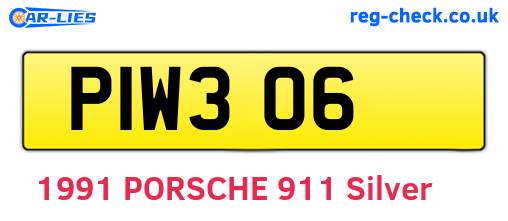 PIW306 are the vehicle registration plates.