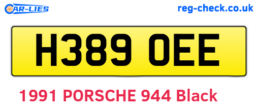 H389OEE are the vehicle registration plates.