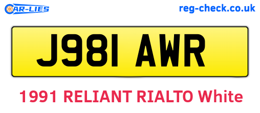J981AWR are the vehicle registration plates.