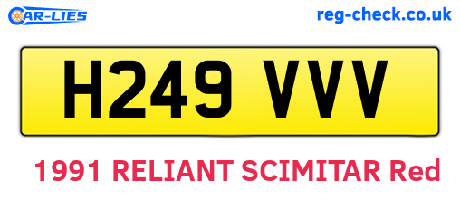 H249VVV are the vehicle registration plates.