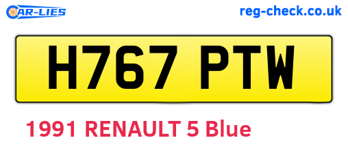 H767PTW are the vehicle registration plates.