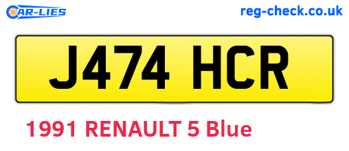 J474HCR are the vehicle registration plates.