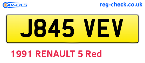J845VEV are the vehicle registration plates.