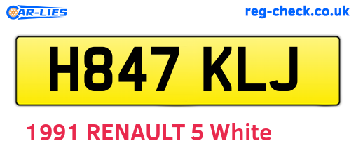 H847KLJ are the vehicle registration plates.