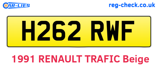 H262RWF are the vehicle registration plates.
