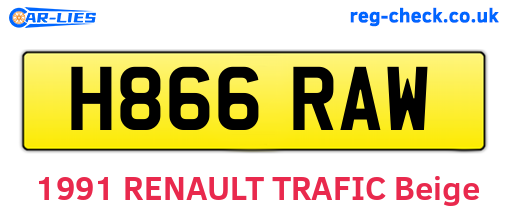 H866RAW are the vehicle registration plates.