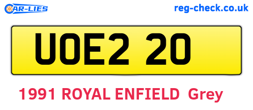 UOE220 are the vehicle registration plates.