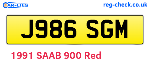 J986SGM are the vehicle registration plates.