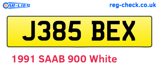 J385BEX are the vehicle registration plates.