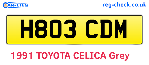 H803CDM are the vehicle registration plates.