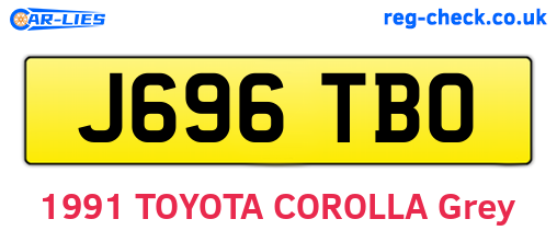 J696TBO are the vehicle registration plates.