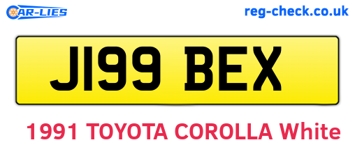J199BEX are the vehicle registration plates.