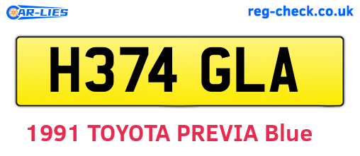 H374GLA are the vehicle registration plates.