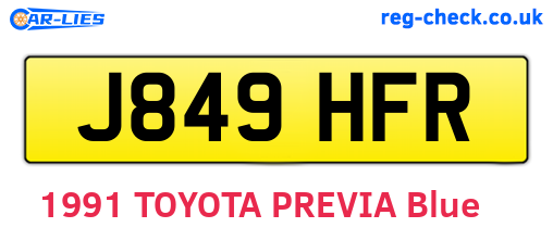 J849HFR are the vehicle registration plates.