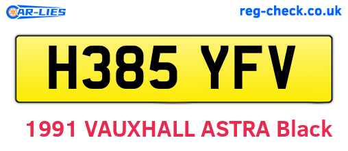 H385YFV are the vehicle registration plates.