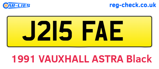 J215FAE are the vehicle registration plates.