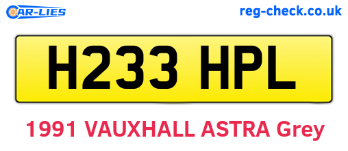 H233HPL are the vehicle registration plates.
