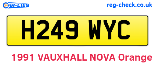 H249WYC are the vehicle registration plates.