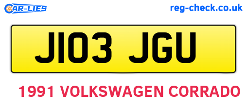 J103JGU are the vehicle registration plates.