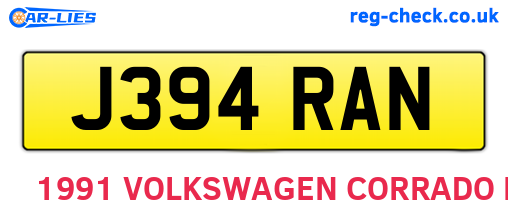 J394RAN are the vehicle registration plates.